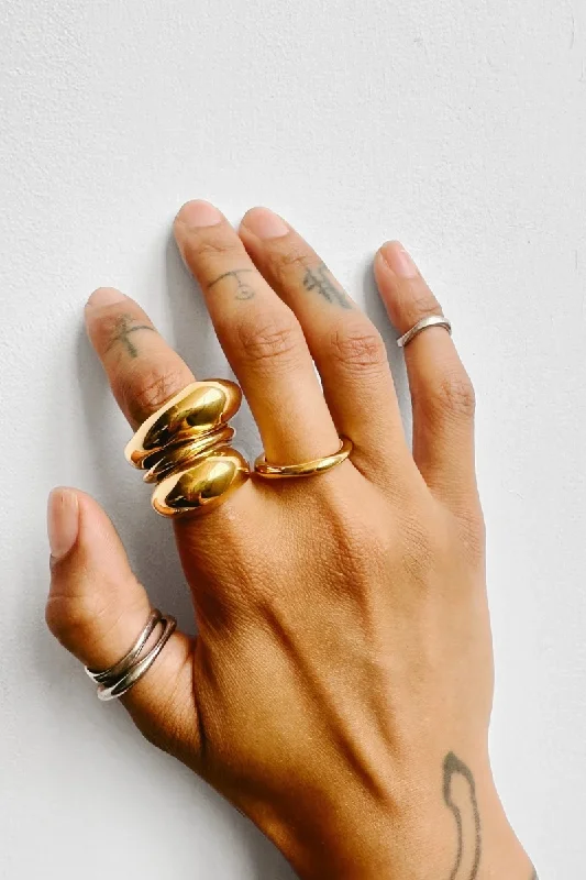 Ladies rings ring finger-Jupiter In Scorpio Set |Gold| Ring Set