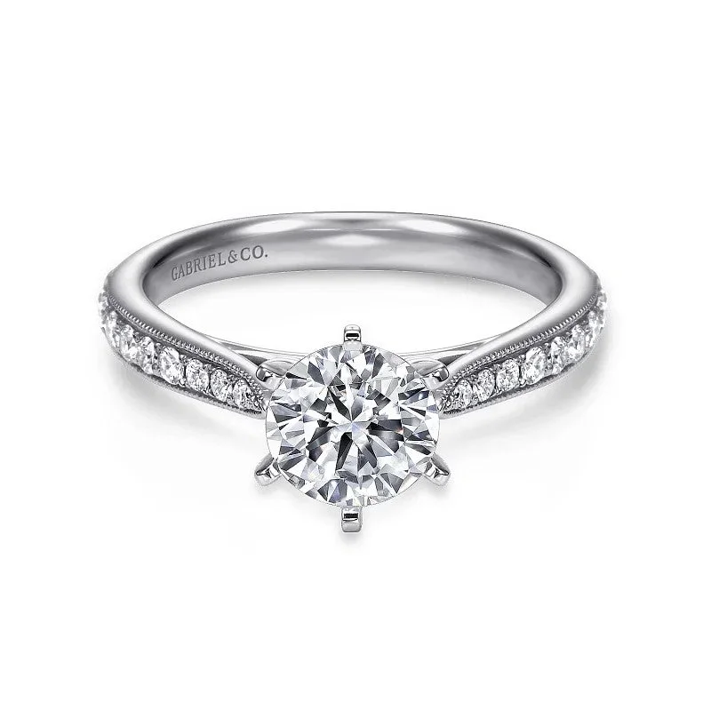 Ladies wedding rings worldwide styles-14K White Gold Round Diamond Engagement Ring