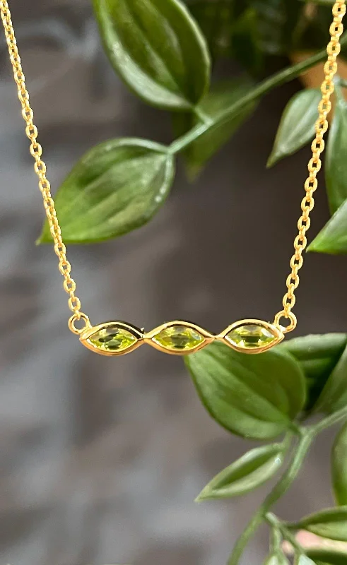 Ladies necklaces engagement surprises-Unique & Co Gold Vermeil Peridot Pendant Necklace