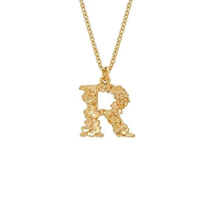 Ladies necklaces vintage appeal-Alex Monroe Floral Letter R Necklace