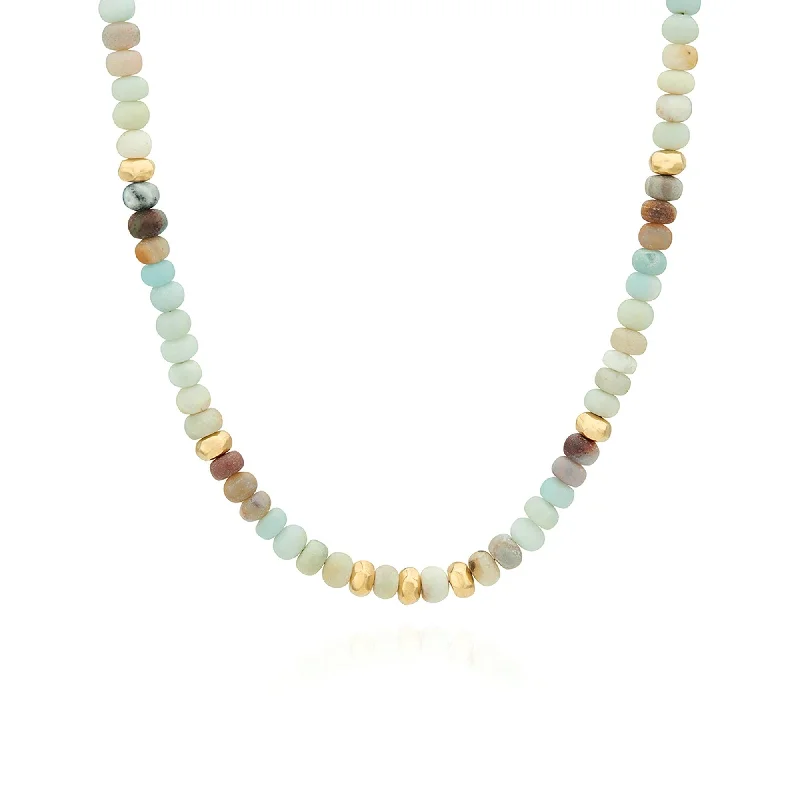 Ladies necklaces care advice-Anna Beck Amazonite and Gold Beaded Necklace