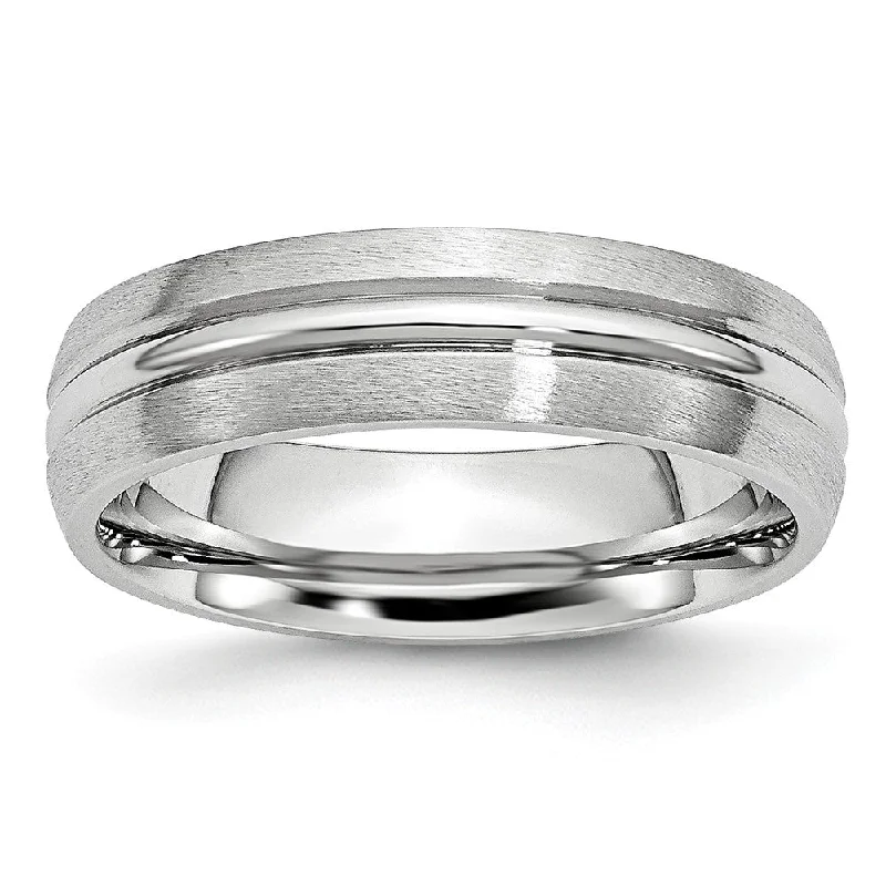 Ladies rings size guide-6mm Cobalt Satin & Polished Grooved Comfort Fit Band