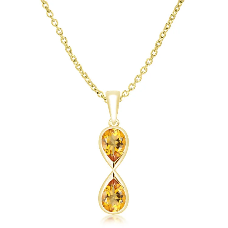 Ladies necklaces couple pairs-Unique & Co Gold Vermeil Golden Citrine Pendant Necklace