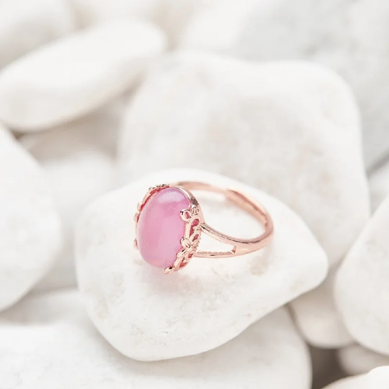 Ladies rings 2025 trends-Natural Rose Quartz Silver Ring