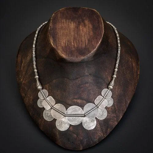 Ladies necklaces creative looks-Sterling Silver Maroc Disc Necklace