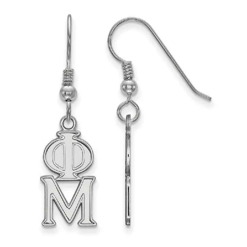 Ladies earrings silver finishes-Sterling Silver Phi Mu Dangle Medium Earrings