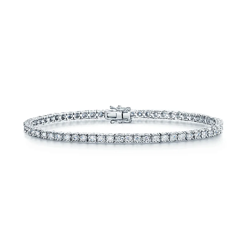 Ladies bracelets hypoallergenic-18ct White Gold Round Brilliant Cut Diamond Tennis Bracelet