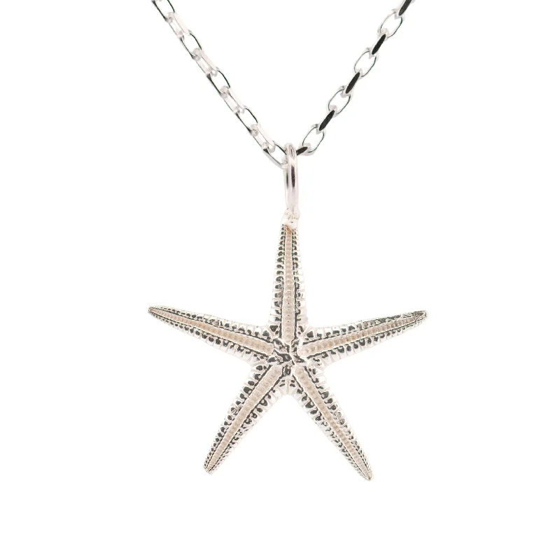 Ladies necklaces sapphire pendants-Dainty London Maxi Silver Starfish Necklace