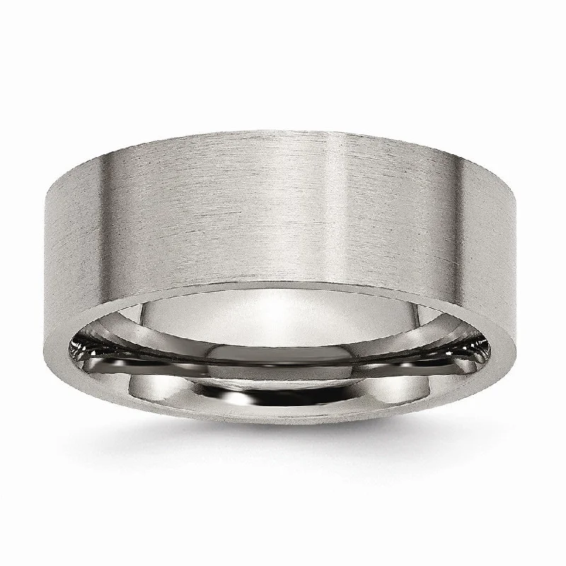 Ladies rings customer feedback-Titanium 8mm Brushed Flat Comfort Fit Band