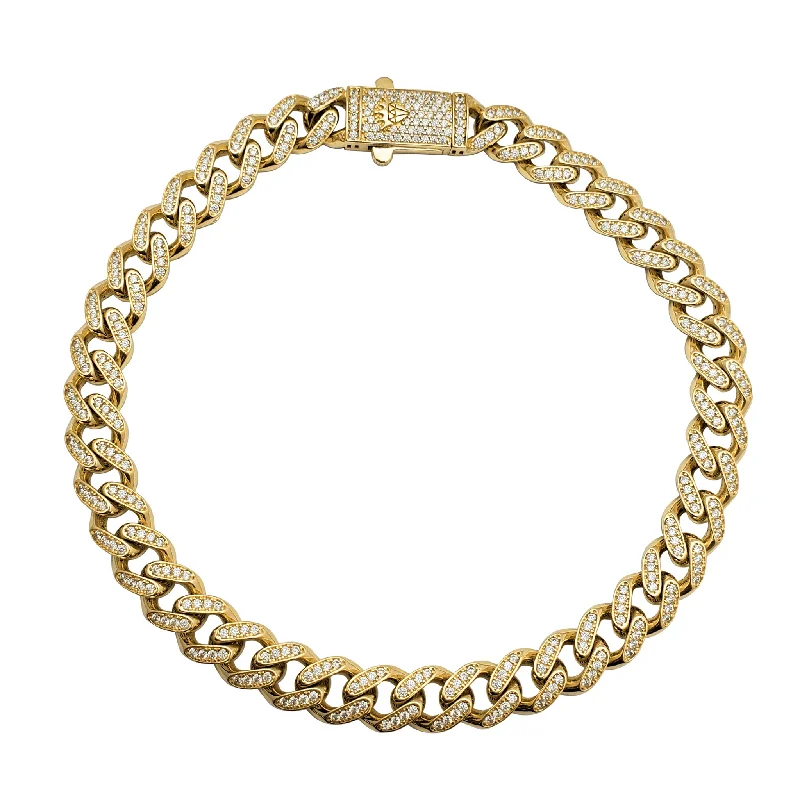 Ladies bracelets daily essentials-Iced-Out Zirconia Monaco Ankle Bracelet (14K)