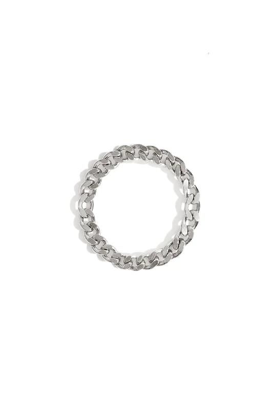 Ladies rings sale events-Delicate Curb Chain Ring in Silver