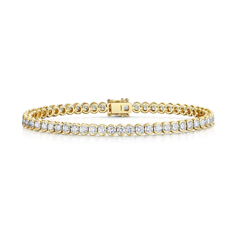 Ladies bracelets handmade designs-18ct Yellow Gold Round Brilliant Cut Diamond 6.00ct Tennis Bracelet