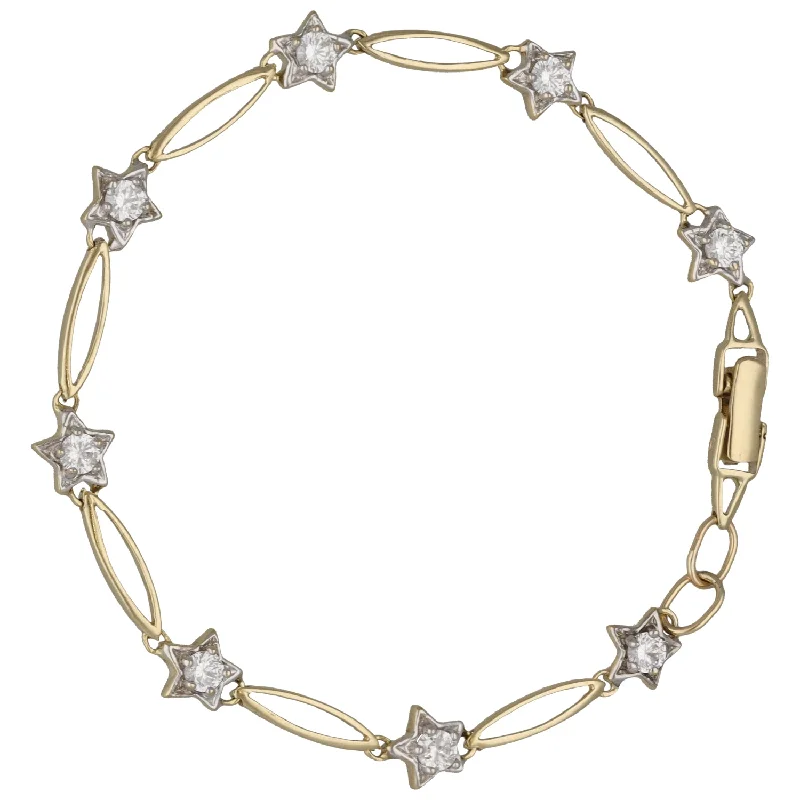 Ladies bracelets price range-9ct Gold Cubic Zirconia Fancy Stone Set Bracelet