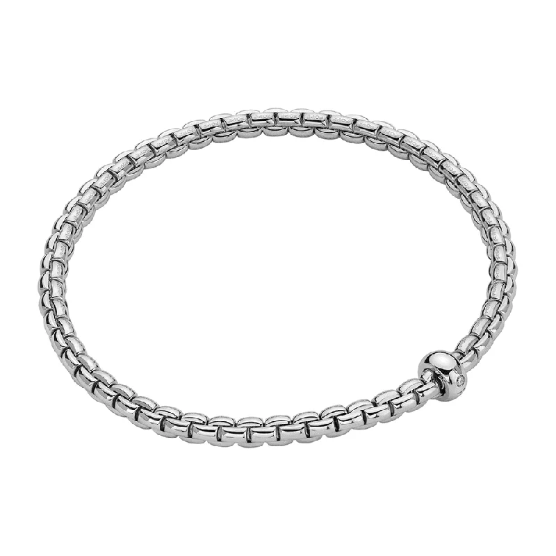 Ladies bracelets worldwide appeal-Eka 18ct White Gold Single Diamond Set Bracelet