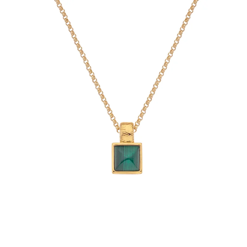 Ladies necklaces intricate patterns-Hot Diamonds Gold Vermeil Malachite Pendant Necklace