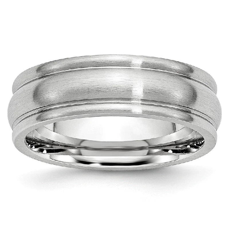 Ladies rings proposal gifts-7mm Cobalt Satin & Polished Rounded Edge Comfort Fit Band