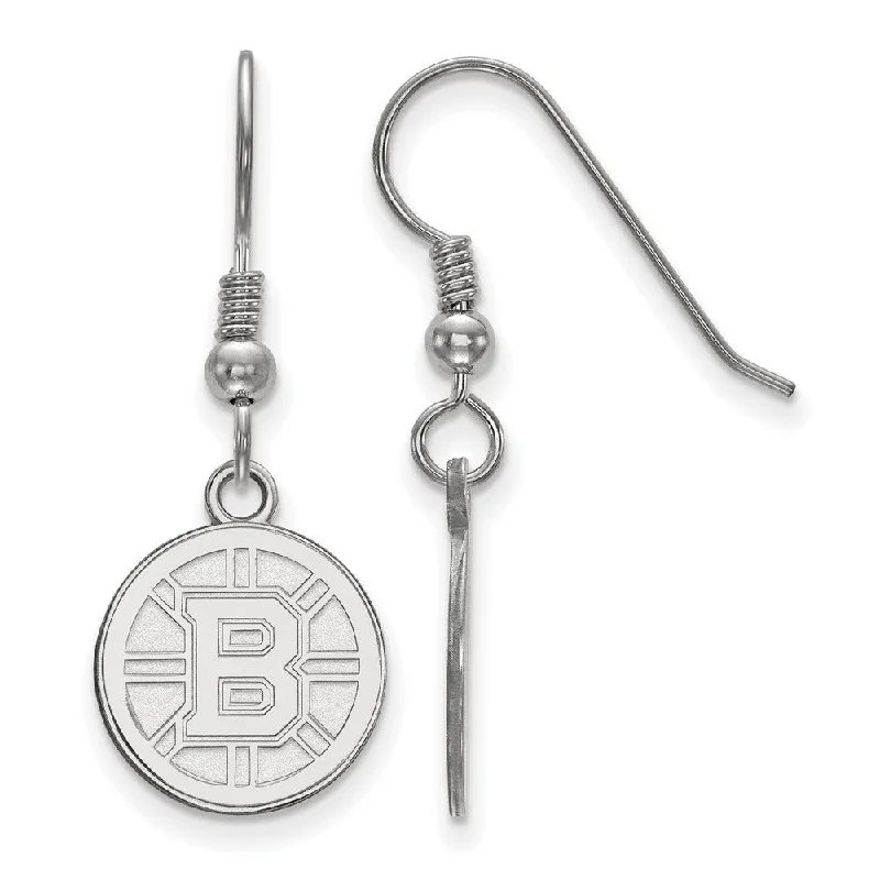 Ladies earrings holiday gifts-Sterling Silver NHL Boston Bruins Small Dangle Earrings