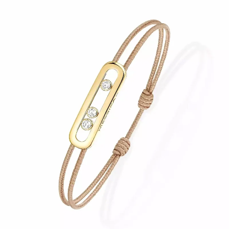 Ladies bracelets girlfriend treats-18ct Yellow Gold Diamond Set Messika Cares Beige Cord Bracelet