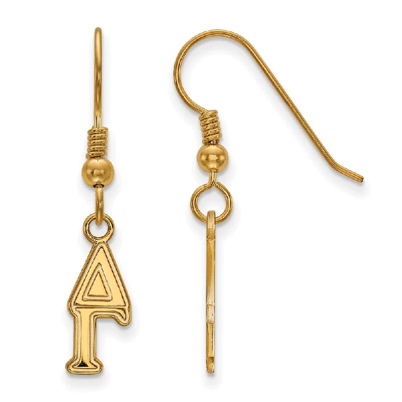 Ladies earrings worldwide appeal-14K Plated Silver Delta Gamma XS Dangle Earrings