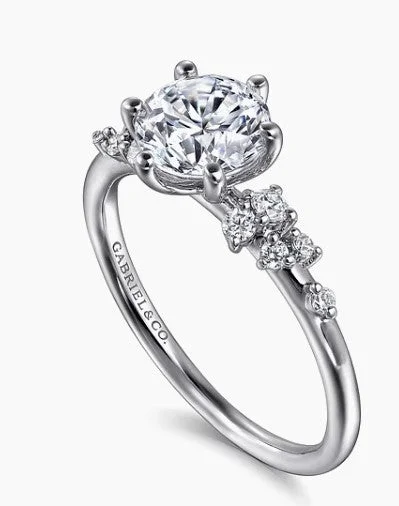 Ladies wedding rings buying guide-Reena - 14K White Gold Round Diamond Engagement Ring (Setting Only)