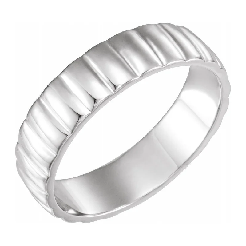 Ladies rings daily wear-6mm Platinum Polished Grooved Standard Fit Band