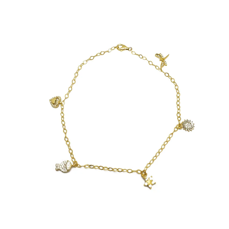 Ladies bracelets modern designs-Lovely Charm Anklet Bracelet (14K)