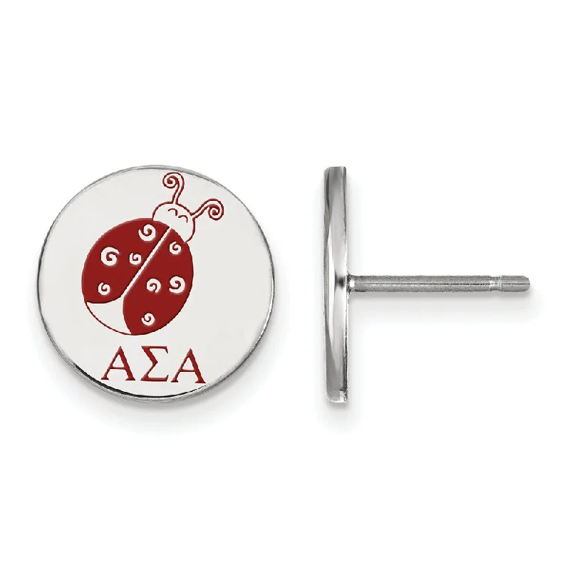 Ladies earrings viral picks-Sterling Silver Alpha Sigma Alpha Enamel Post Earrings