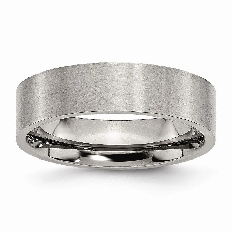 Ladies rings casual vibes-Titanium 6mm Brushed Flat Comfort Fit Band