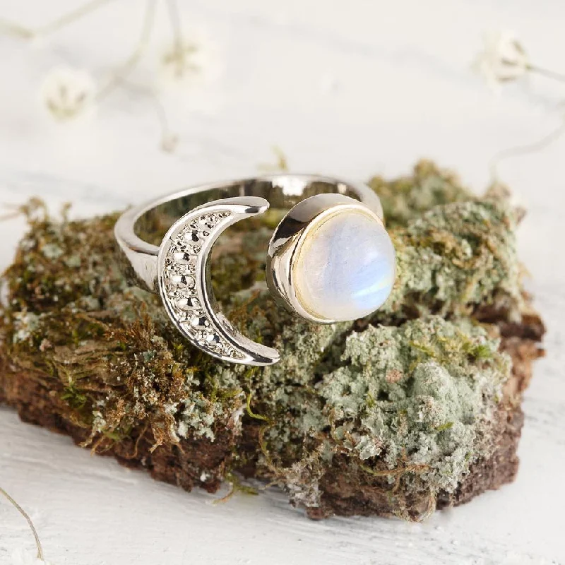 Ladies rings holiday gifts-Young Moon Moonstone Ring