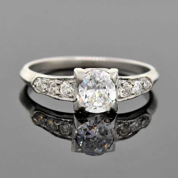 Ladies wedding rings platinum picks-Retro Platinum Diamond Engagement Ring 0.53ct