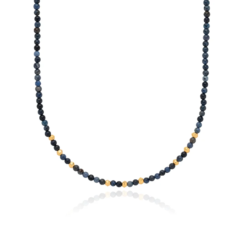 Ladies necklaces diamond accents-Anna Beck Gold Dumortierite Beaded Necklace