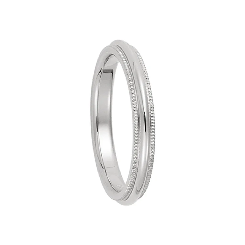 Ladies rings sale events-4mm Milgrain Edge Comfort Fit Domed Band in Platinum