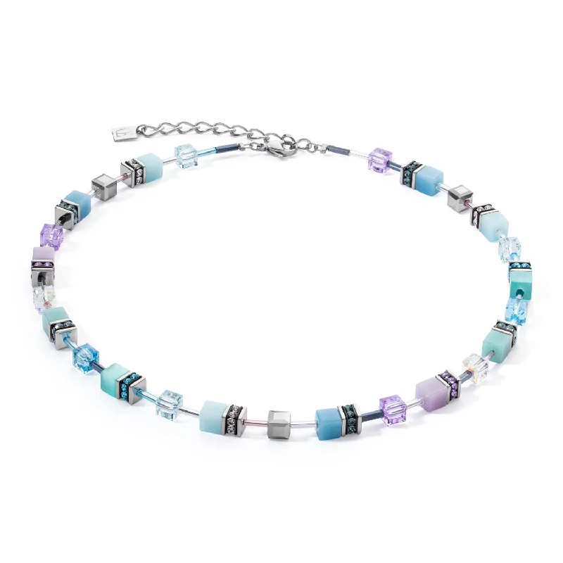 Ladies necklaces custom styles-Coeur De Lion GeoCUBE® Iconic Aqua-Lilac Necklace