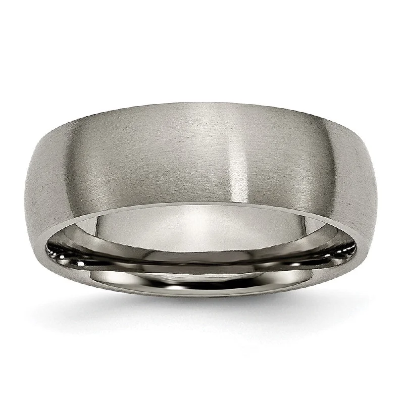 Ladies rings anniversary choices-7mm Titanium Brushed Domed Comfort Fit Band