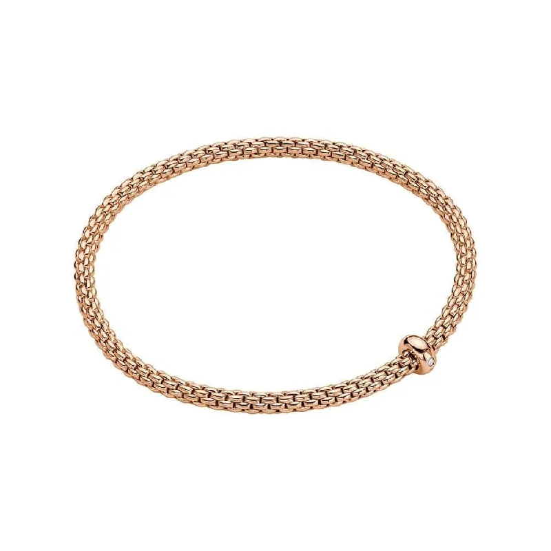 Ladies bracelets holiday gifts-Prima 18ct Rose Gold Fine Link Single Diamond Set Bracelet