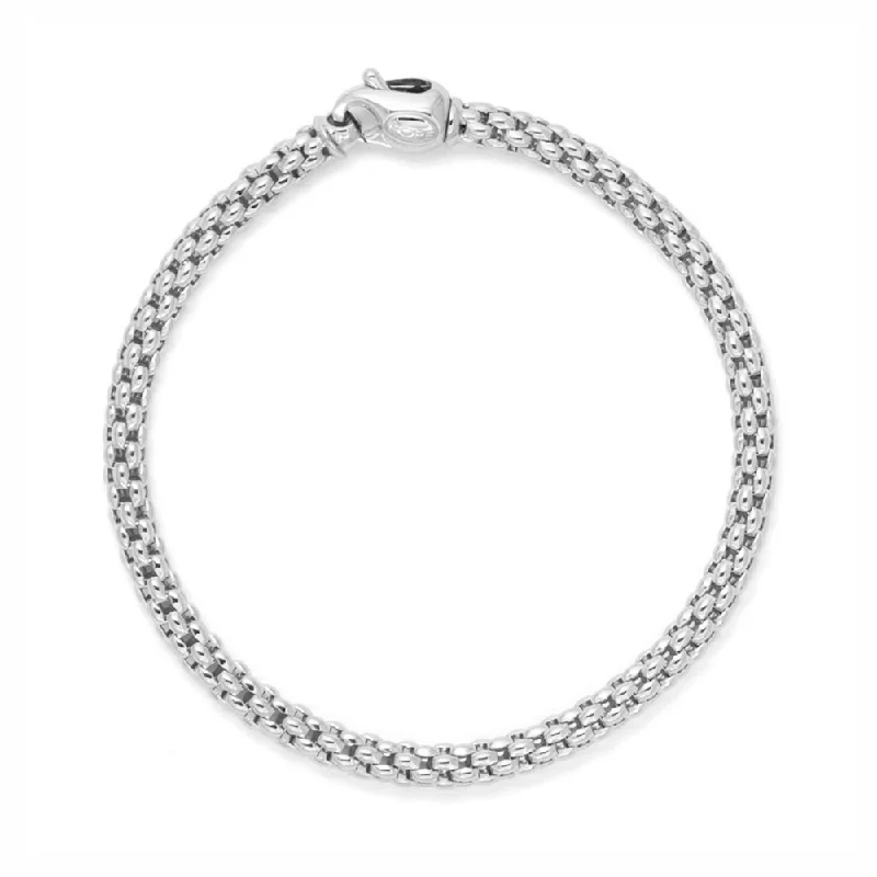 Ladies bracelets global brands-Unica 18ct White Gold Chain Bracelet