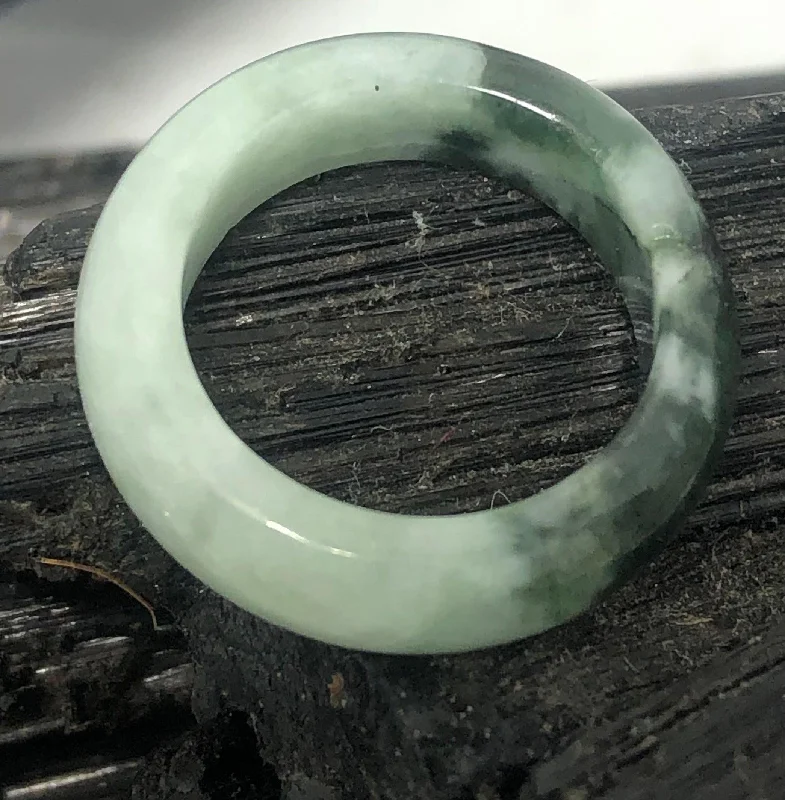 Ladies rings floral accents-Solid Nephrite Jade Ring