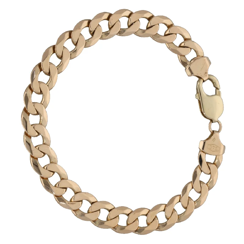 Ladies bracelets handmade designs-9ct Gold Curb Bracelet