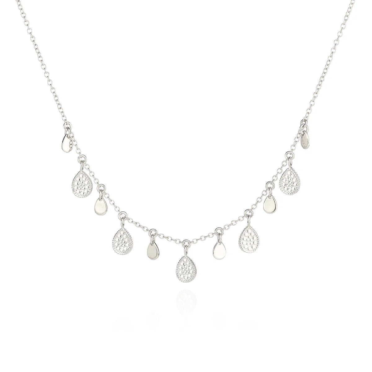 Ladies necklaces gold-plated-Anna Beck Silver Teardrop Charm Necklace