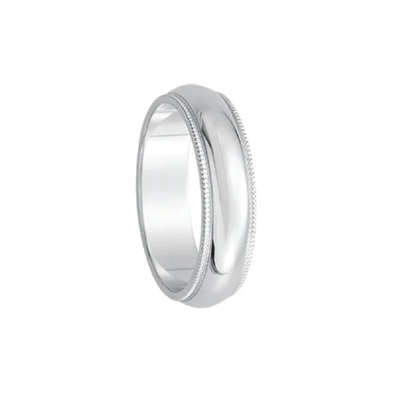 Ladies rings Asian styles-5mm Milgrain Edge Domed Band in Platinum