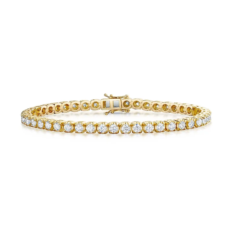 Ladies bracelets viral picks-18ct Yellow Gold Round Brilliant Cut Diamond Line Bracelet