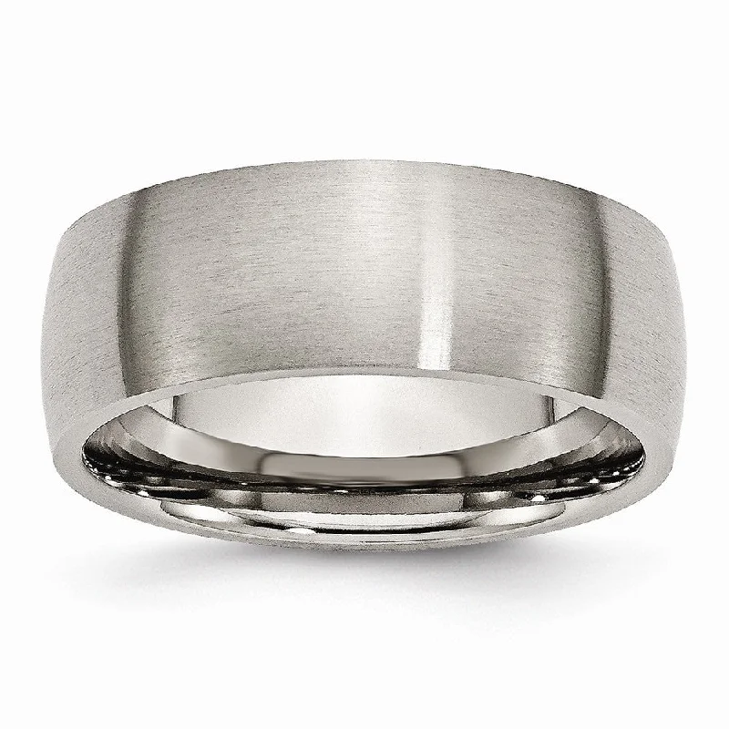 Ladies rings best brands-Titanium 8mm Brushed Domed Comfort Fit Band