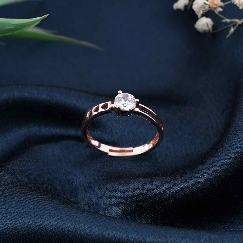 Ladies wedding rings durable choices-Rose Gold Solitaire Engagement Ring