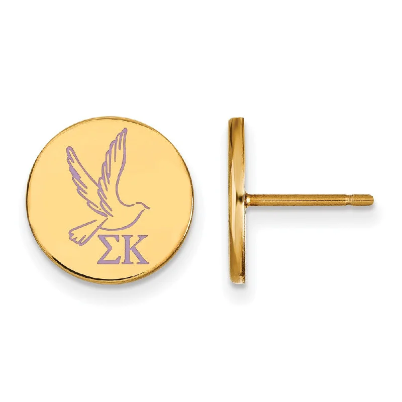 Ladies earrings timeless looks-14K Plated Silver Sigma Kappa Enamel Post Earrings