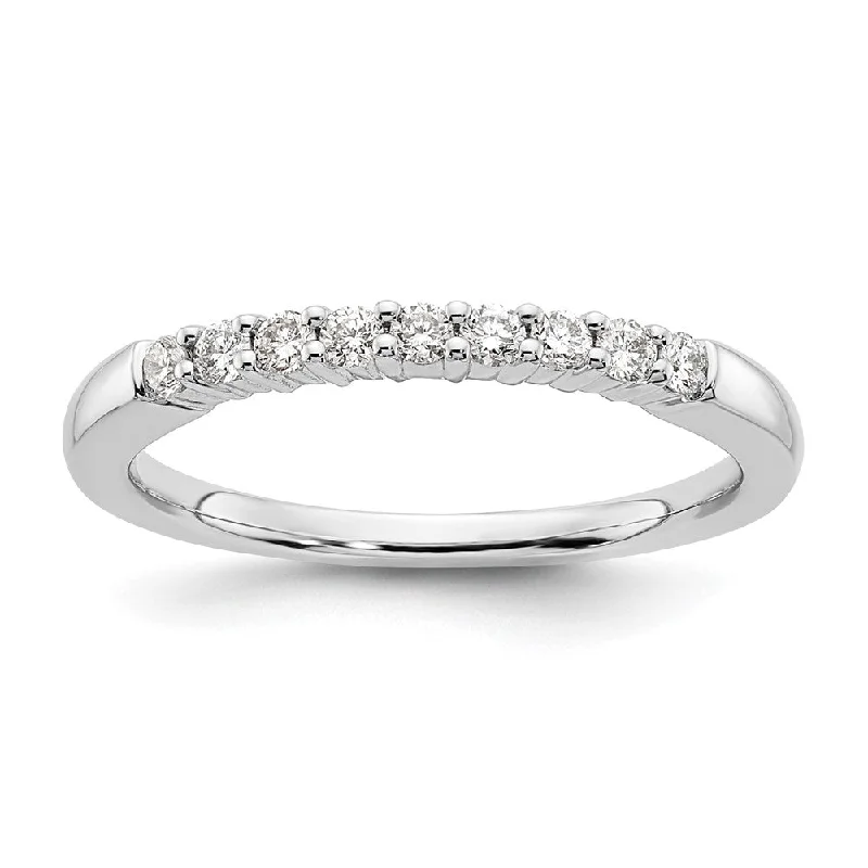 Ladies rings youthful designs-14K White Gold 1/5 Ctw to 3/4 Ctw Diamond 9-Stone Tapered Band