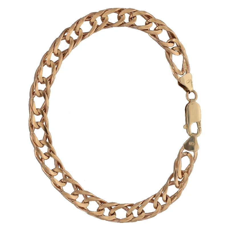 Ladies bracelets cute accents-9ct Gold Double Curb Bracelet