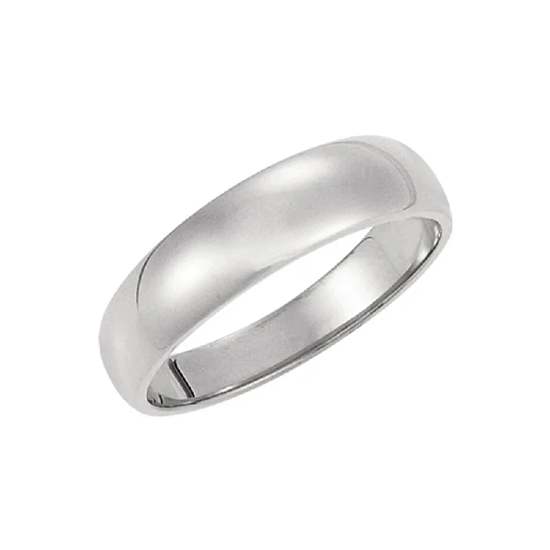 Ladies rings best brands-5mm Half Round Tapered Wedding Band in 14k White Gold