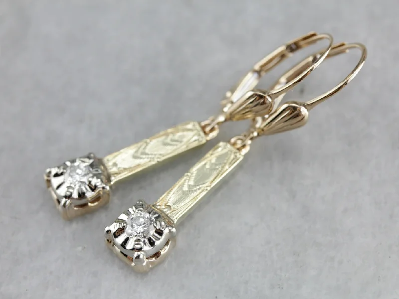 Ladies earrings star motifs-Mix Metal Diamond Drop Earrings