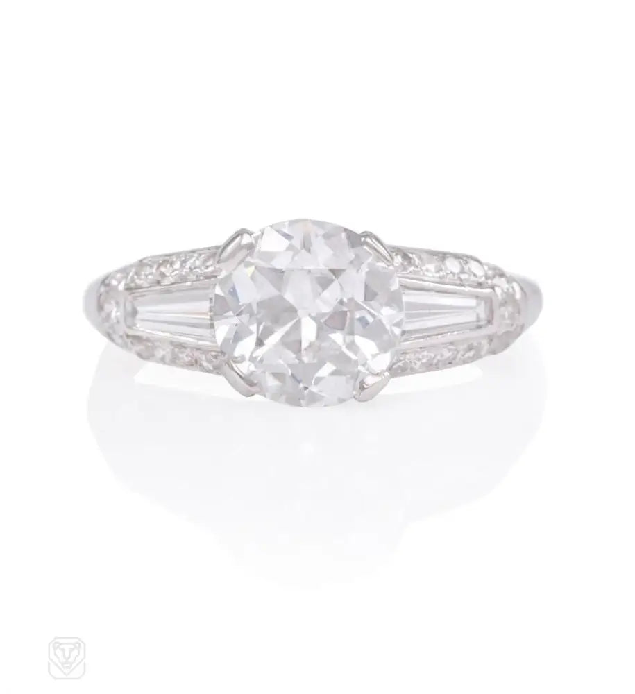 Ladies wedding rings pairing ideas-Art Deco diamond engagement ring, Shreve and Co