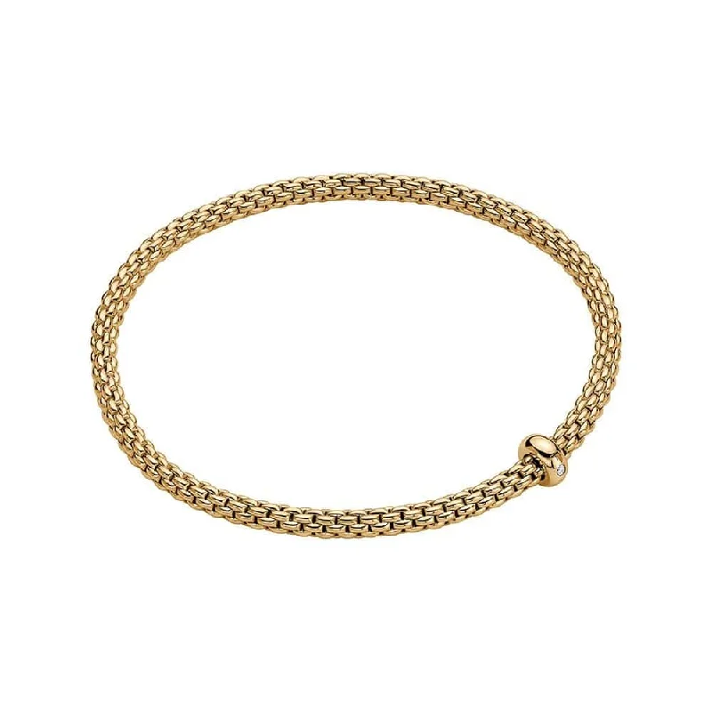 Ladies bracelets party glamour-Prima 18ct Yellow Gold Fine Link Single Diamond Set Bracelet